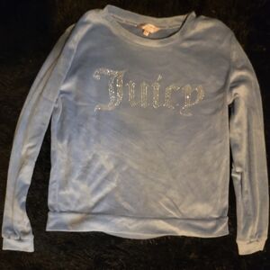 JUICY COUTURE Sleepwear Long Sleeve Velvety Baby Blue Light Blue Top SIZE SMALL